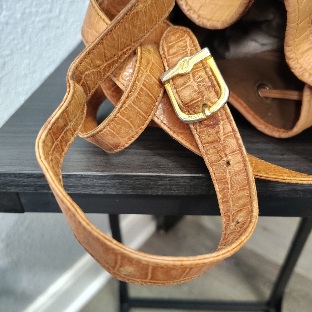Fendi Tan Croc-Embossed Shoulder Bag - Picture 15 of 16